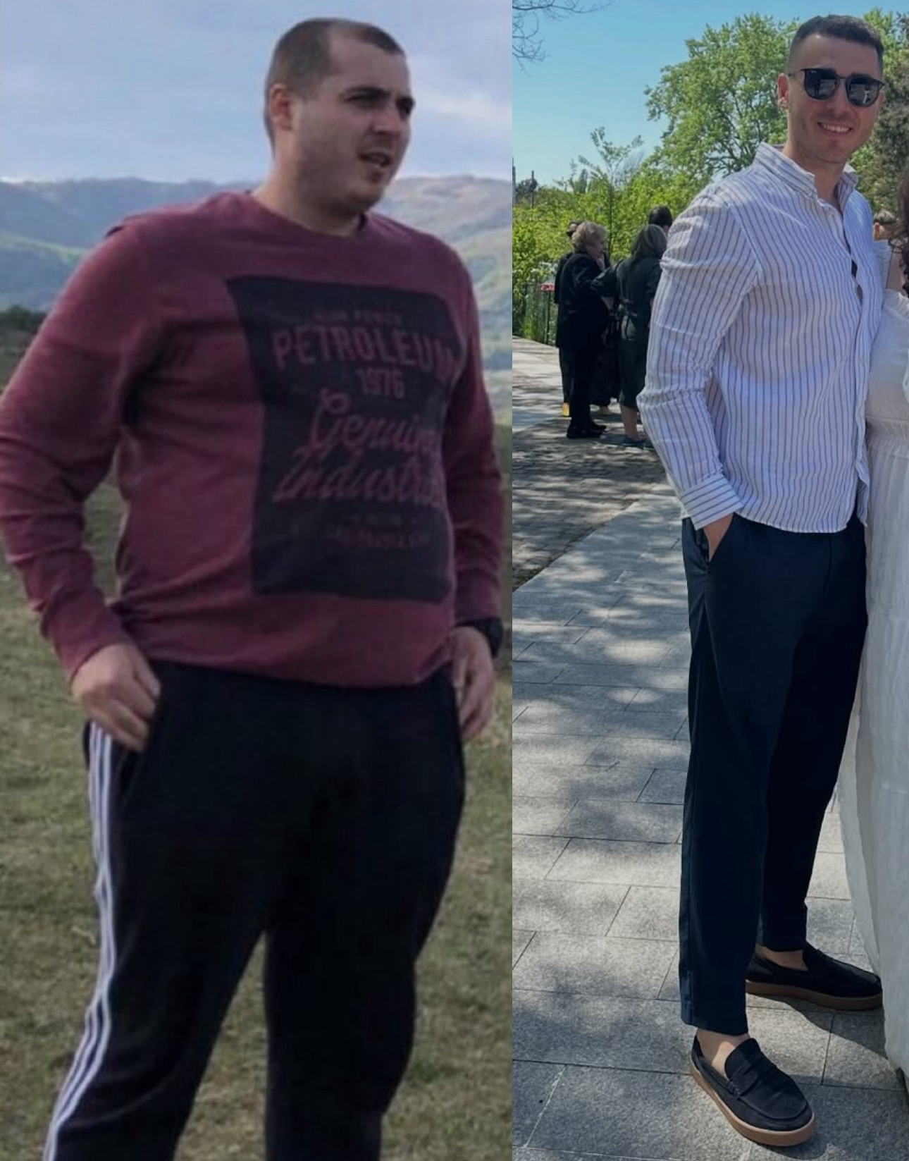Client bărbat înainte și după, transformare completă a fizicului