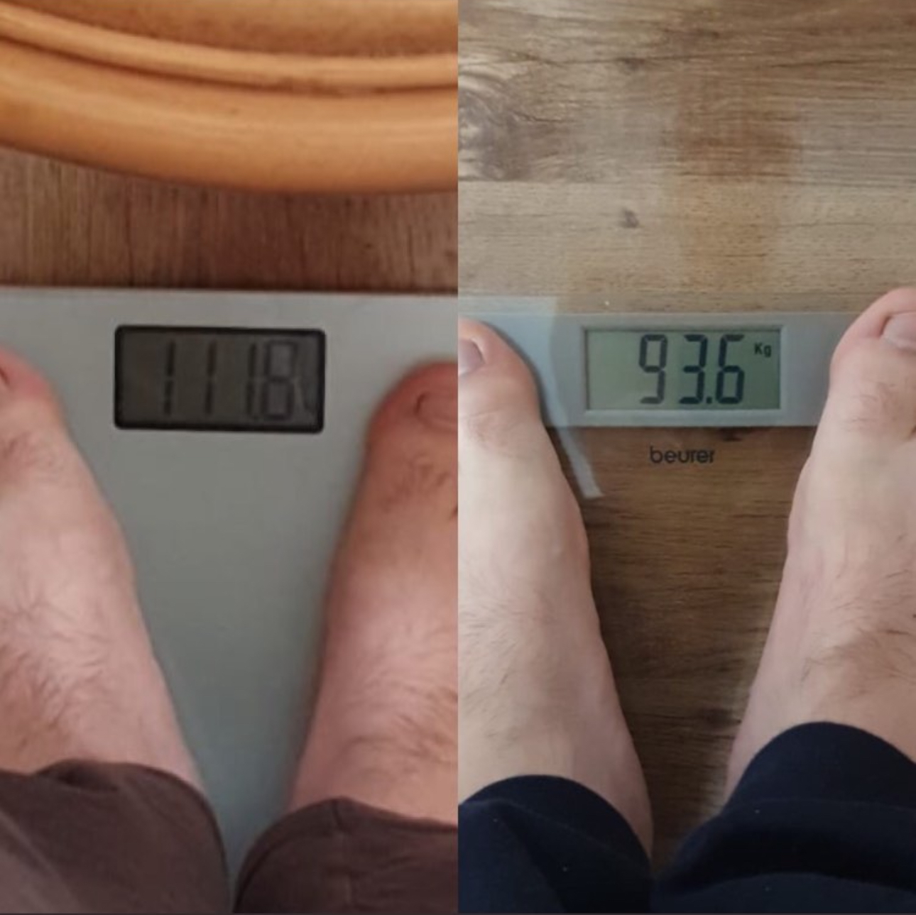 Cântar înainte și după: de la 111,8 kg la 93,6 kg